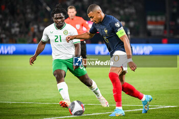 2023-09-07 - Festy EBOSELE of Ireland and Kylian MBAPPE of France during the UEFA Euro 2024, European Qualifiers Group B football match between France and Republic of Ireland on September 7, 2023 at Parc des Princes stadium in Paris, France - FOOTBALL - EURO 2024 - QUALIFYING - FRANCE V REPUBLIC OF IRELAND - UEFA EUROPEAN - SOCCER