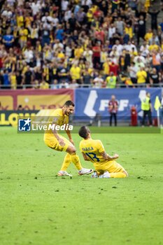 2023-09-13 - Valentin Mihaila of Romania celebrates after he scores his team's second goal to make the score during the UEFA Euro 2024, European Qualifiers, Group I football match between Romania and Kosovo on September 12, 2023 at Arena Nationala in Bucharest, Romania - FOOTBALL - EURO 2024 - QUALIFYING - ROMANIA V KOSOVO - UEFA EUROPEAN - SOCCER
