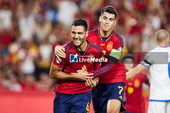 2023-09-12 - Mikel Merino of Spain celebrates his goal during the UEFA EURO 2024 European qualifier match between Spain and Cyprus at Los Carmenes stadium on September 12, 2023, in Granada, Spain. Photo Joaquin Corchero / SpainDppi / DPPI - FOOTBALL - EURO 2024 - QUALIFYING - SPAIN V CYPRUS - UEFA EUROPEAN - SOCCER