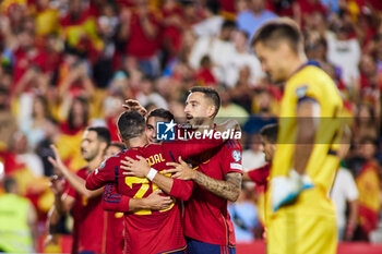 2023-09-12 - Ferran Torres of Spain celebrates his goal during the UEFA EURO 2024 European qualifier match between Spain and Cyprus at Los Carmenes stadium on September 12, 2023, in Granada, Spain. Photo Joaquin Corchero / SpainDppi / DPPI - FOOTBALL - EURO 2024 - QUALIFYING - SPAIN V CYPRUS - UEFA EUROPEAN - SOCCER