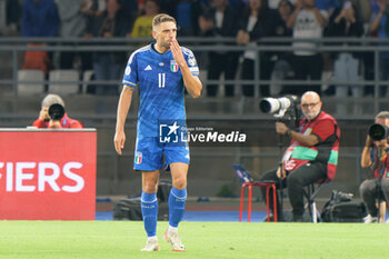 2023-10-14 - Domenico Berardi of Italy celebrates after scoring - UEFA EURO 2024 QUALIFIERS - ITALY VS MALTA - UEFA EUROPEAN - SOCCER