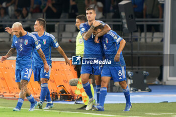 2023-10-14 - Giacomo Bonaventura of Italy celebrates after scoring a goal with Gianluca Mancini of Italy - UEFA EURO 2024 QUALIFIERS - ITALY VS MALTA - UEFA EUROPEAN - SOCCER