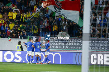 2023-10-17 - Italy players jubilates after scoring the goal during Italy U21  vs Norway U21, 3° match of European Qualifiers 2025 group A, game at GNerone Claudio Druso in Bolzano - Bolzen (BZ), Italy, on October 17, 2023. - 2025 UEFA EURO UNDER 21 QUALIFIERS - ITALY VS NORWAY - UEFA EUROPEAN - SOCCER