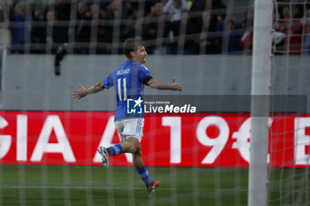 2023-10-17 - Tommaso Baldanzi of Italy  celebrates after scoring during Italy U21  vs Norway U21, 3° match of European Qualifiers 2025 group A, game at GNerone Claudio Druso in Bolzano - Bolzen (BZ), Italy, on October 17, 2023. - 2025 UEFA EURO UNDER 21 QUALIFIERS - ITALY VS NORWAY - UEFA EUROPEAN - SOCCER