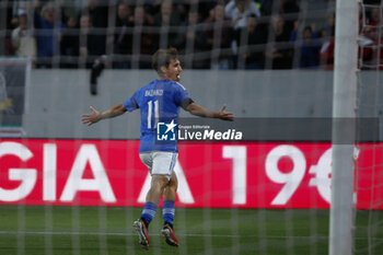 2023-10-17 - Tommaso Baldanzi of Italy  celebrates after scoring during Italy U21  vs Norway U21, 3° match of European Qualifiers 2025 group A, game at GNerone Claudio Druso in Bolzano - Bolzen (BZ), Italy, on October 17, 2023. - 2025 UEFA EURO UNDER 21 QUALIFIERS - ITALY VS NORWAY - UEFA EUROPEAN - SOCCER