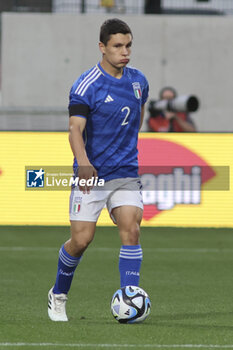 2023-10-17 - Mattia Zanotti of Italy play the ball during Italy U21  vs Norway U21, 3° match of European Qualifiers 2025 group A, game at GNerone Claudio Druso in Bolzano - Bolzen (BZ), Italy, on October 17, 2023. - 2025 UEFA EURO UNDER 21 QUALIFIERS - ITALY VS NORWAY - UEFA EUROPEAN - SOCCER