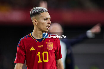 2023-10-12 - Bryan Zaragoza of Spain during the UEFA EURO 2024, European Qualifiers Group A football match between Spain and Scotland on October 12, 2023 at La Cartuja stadium in Sevilla, Spain - FOOTBALL - EURO 2024 - QUALIFYING - SPAIN V SCOTLAND - UEFA EUROPEAN - SOCCER