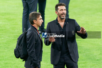 2023-10-13 - BARI, ITALY - OCTOBER 13: Italy Head of Delegation Gianluigi Buffon look on during pitch inspection at Stadio San Nicola on October 13, 2023 in Bari, Italy. - PRESS CONFERENCE ITALY - UEFA EUROPEAN - SOCCER