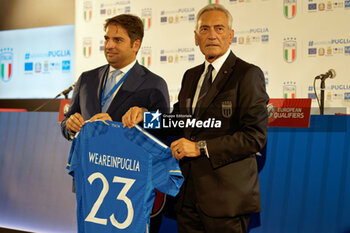 2023-10-13 - Gabriele Gravina president of FIGC for Puglia during a press conference at Stadio San Nicola on October 13, 2023 in Bari, Italy. - PRESS CONFERENCE ITALY - UEFA EUROPEAN - SOCCER