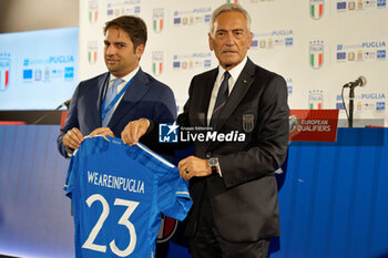 2023-10-13 - Gabriele Gravina president of FIGC for Puglia during a press conference at Stadio San Nicola on October 13, 2023 in Bari, Italy. - PRESS CONFERENCE ITALY - UEFA EUROPEAN - SOCCER
