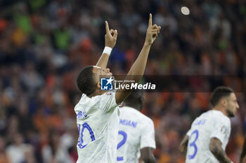 2023-10-13 - Kylian Mbappe of France celebrates his first goal during the UEFA Euro 2024, Qualifiers Group B football match between Netherlands and France on October 13, 2023 at Johan Cruijff ArenA in Amsterdam, Netherlands - FOOTBALL - EURO 2024 - QUALIFYING - NETHERLANDS V FRANCE - UEFA EUROPEAN - SOCCER