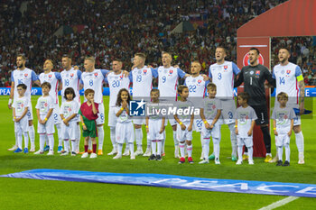 2023-10-13 - Team of Slovakia during the UEFA Euro 2024, European Qualifiers, Group J, football match between Portugal and Slovakia on October 13, 2023 at Estadio do Dragao in Porto, Portugal - FOOTBALL - EURO 2024 - QUALIFYING - PORTUGAL V SLOVAKIA - UEFA EUROPEAN - SOCCER