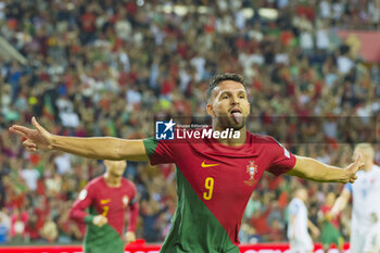 2023-10-13 - Goncalo Ramos of Portugal celebrating his goal during the UEFA Euro 2024, European Qualifiers, Group J, football match between Portugal and Slovakia on October 13, 2023 at Estadio do Dragao in Porto, Portugal - FOOTBALL - EURO 2024 - QUALIFYING - PORTUGAL V SLOVAKIA - UEFA EUROPEAN - SOCCER