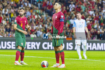 2023-10-13 - Cristiano Ronaldo of Portugal scores a penalty during the UEFA Euro 2024, European Qualifiers, Group J, football match between Portugal and Slovakia on October 13, 2023 at Estadio do Dragao in Porto, Portugal - FOOTBALL - EURO 2024 - QUALIFYING - PORTUGAL V SLOVAKIA - UEFA EUROPEAN - SOCCER