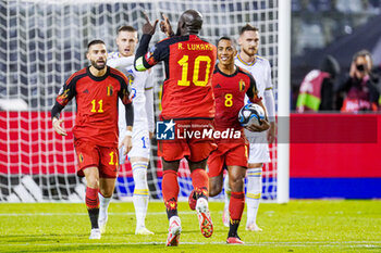 2023-10-16 - Romelu Lukaku of Belgium celebrates the first goal during the UEFA Euro 2024, Qualifiers Group F football match between Belgium and Sweden on October 16, 2023 at King Baudouin Stadium in Brussels, Belgium - FOOTBALL - EURO 2024 - QUALIFYING - BELGIUM V SWEDEN - UEFA EUROPEAN - SOCCER
