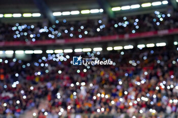 2023-10-16 - Fans with lights to show their support after the horrible murder on multiple Swedish fans during the UEFA Euro 2024, Qualifiers Group F football match between Belgium and Sweden on October 16, 2023 at King Baudouin Stadium in Brussels, Belgium - FOOTBALL - EURO 2024 - QUALIFYING - BELGIUM V SWEDEN - UEFA EUROPEAN - SOCCER