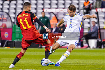 2023-10-16 - Yannick Carrasco of Belgium and Albin Ekdal of Sweden during the UEFA Euro 2024, Qualifiers Group F football match between Belgium and Sweden on October 16, 2023 at King Baudouin Stadium in Brussels, Belgium - FOOTBALL - EURO 2024 - QUALIFYING - BELGIUM V SWEDEN - UEFA EUROPEAN - SOCCER