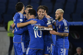 2023-11-17 - Federico Chiesa (ITA) celebrates after scoring 3-0 during the Day 9 of UEFA EURO 2024 European qualifier, Group C, match between Italy and North Macedonia, 17 November 2023 at the Olympic Stadium in Rome, Italy. - ITALY VS NORTH MACEDONIA - UEFA EUROPEAN - SOCCER
