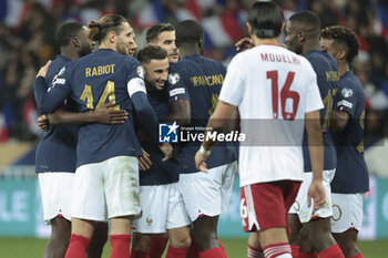 2023-11-18 - Jonathan Clauss of France celebrates his goal with teammates during the UEFA Euro 2024, Qualifiers, Group B football match between France and Gibraltar on November 18, 2023 at Allianz Riviera stadium in Nice, France - FOOTBALL - EURO 2024 - QUALIFYING - FRANCE V GIBRALTAR - UEFA EUROPEAN - SOCCER