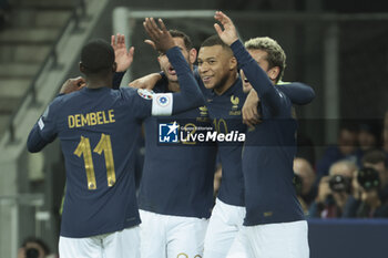 2023-11-18 - Kylian Mbappe of France celebrates his goal with teammates during the UEFA Euro 2024, Qualifiers, Group B football match between France and Gibraltar on November 18, 2023 at Allianz Riviera stadium in Nice, France - FOOTBALL - EURO 2024 - QUALIFYING - FRANCE V GIBRALTAR - UEFA EUROPEAN - SOCCER