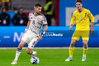 2023-11-20 - Jorginho of Italy during the UEFA Euro 2024, Qualifiers Group C football match between Ukraine and Italy on November 20, 2023 at BayArena in Leverkusen, Germany - FOOTBALL - EURO 2024 - QUALIFYING - UKRAINE V ITALY - UEFA EUROPEAN - SOCCER