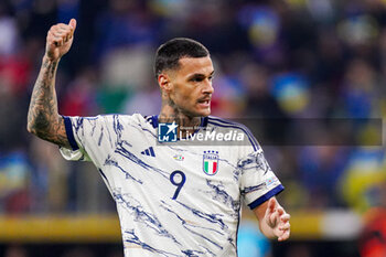 2023-11-20 - Gianluca Scamacca of Italy during the UEFA Euro 2024, Qualifiers Group C football match between Ukraine and Italy on November 20, 2023 at BayArena in Leverkusen, Germany - FOOTBALL - EURO 2024 - QUALIFYING - UKRAINE V ITALY - UEFA EUROPEAN - SOCCER