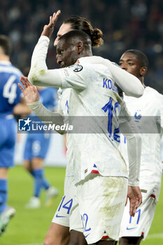 2023-11-21 - Rando Kolo Muani of France celebrates his goal during the UEFA Euro 2024, Qualifiers, Group B football match between Greece and France on November 21, 2023 at OPAP Arena in Athens, Greece - FOOTBALL - EURO 2024 - QUALIFYING - GREECE V FRANCE - UEFA EUROPEAN - SOCCER