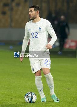 2023-11-21 - Theo Hernandez of France during the UEFA Euro 2024, Qualifiers, Group B football match between Greece and France on November 21, 2023 at OPAP Arena in Athens, Greece - FOOTBALL - EURO 2024 - QUALIFYING - GREECE V FRANCE - UEFA EUROPEAN - SOCCER