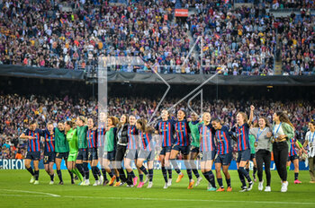 2023-04-27 - Vicky Lopez (FC Barcelona Fem), Bruna Vilamala (FC Barcelona Fem), Salma Paralluelo (FC Barcelona Fem). Fridolina Rolfo (FC Barcelona Fem) Laia Codina (FC Barcelona Fem), Keira Walsh (FC Barcelona Fem), Jana Fernandez (FC Barcelona Fem), Goalkeeper Cata Coll (FC Barcelona Fem), Alexia Putellas (FC Barcelona Fem), Nuria Rabano (FC Barcelona Fem) and Claudia Pina (FC Barcelona Fem) during a Womans Champions League match between FC Barcelona Femeni and Chelsea FC Women at Spotify Camp Nou, in Barcelona, Spain on April 27, 2023. (Photo / Felipe Mondino) - FC BARCELONA FEM VS CHELSEA FC WOMEN - UEFA CHAMPIONS LEAGUE WOMEN - SOCCER
