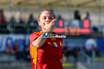 2023-10-11 - Manuela Giugliano (AS Roma) celebrates after scoring the goal 2-0 during the UEFA Women’s Champions League 2023/24 quarter finals match between AS Roma vs Vorskla Poltava at the Olimpico stadium Rome on 11 October 2023. - ROMA VS VORSKLA - UEFA CHAMPIONS LEAGUE WOMEN - SOCCER