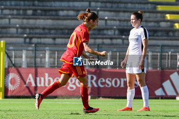 2023-10-11 - Manuela Giugliano (AS Roma) celebrates after scoring the goal 2-0 during the UEFA Women’s Champions League 2023/24 quarter finals match between AS Roma vs Vorskla Poltava at the Olimpico stadium Rome on 11 October 2023. - ROMA VS VORSKLA - UEFA CHAMPIONS LEAGUE WOMEN - SOCCER