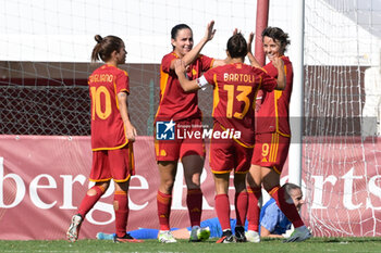 2023-10-11 - Evelyne Viens (AS Roma) celebrates after scoring the goal 1-0 during the UEFA Women’s Champions League 2023/24 quarter finals match between AS Roma vs Vorskla Poltava at the Olimpico stadium Rome on 11 October 2023. - ROMA VS VORSKLA - UEFA CHAMPIONS LEAGUE WOMEN - SOCCER