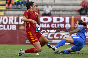 2023-10-18 - Evelyne Viens of A.S. Roma Women score 0-1 during the Round 2, second leg of the UEFA Women's Champions League between F.C. Vorskla vs A.S. Roma, 18 October 2023 at the Stadio Tre Fontane in Rome, Italy. - AS ROMA VS FC VORSKLA - UEFA CHAMPIONS LEAGUE WOMEN - SOCCER