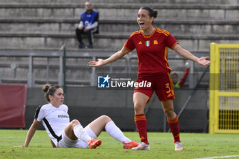 2023-10-18 - Lucia Di Guglielmo of A.S. Roma Women celebrates after scoring 1-3 During the Round 2, second leg of the UEFA Women's Champions League between F.C. Vorskla vs A.S. Roma, 18 October 2023 at the Stadio Tre Fontane in Rome, Italy. - AS ROMA VS FC VORSKLA - UEFA CHAMPIONS LEAGUE WOMEN - SOCCER