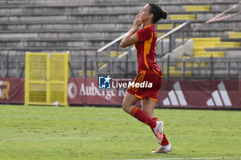 2023-10-18 - Lucia Di Guglielmo of A.S. Roma Women celebrates after scoring 1-3 During the Round 2, second leg of the UEFA Women's Champions League between F.C. Vorskla vs A.S. Roma, 18 October 2023 at the Stadio Tre Fontane in Rome, Italy. - AS ROMA VS FC VORSKLA - UEFA CHAMPIONS LEAGUE WOMEN - SOCCER