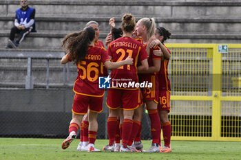 2023-10-18 - Lucia Di Guglielmo of A.S. Roma Women celebrates after scoring 1-4 during the Round 2, second leg of the UEFA Women's Champions League between F.C. Vorskla vs A.S. Roma, 18 October 2023 at the Stadio Tre Fontane in Rome, Italy. - AS ROMA VS FC VORSKLA - UEFA CHAMPIONS LEAGUE WOMEN - SOCCER