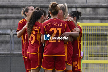 2023-10-18 - Lucia Di Guglielmo of A.S. Roma Women celebrates after scoring 1-4 during the Round 2, second leg of the UEFA Women's Champions League between F.C. Vorskla vs A.S. Roma, 18 October 2023 at the Stadio Tre Fontane in Rome, Italy. - AS ROMA VS FC VORSKLA - UEFA CHAMPIONS LEAGUE WOMEN - SOCCER