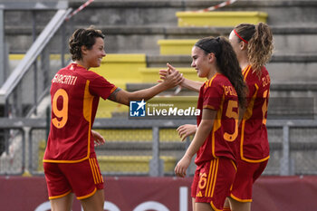 2023-10-18 - Benedetta Glionna of A.S. Roma Women celebrates after scoring 1-6 during the Round 2, second leg of the UEFA Women's Champions League between F.C. Vorskla vs A.S. Roma, 18 October 2023 at the Stadio Tre Fontane in Rome, Italy. - AS ROMA VS FC VORSKLA - UEFA CHAMPIONS LEAGUE WOMEN - SOCCER