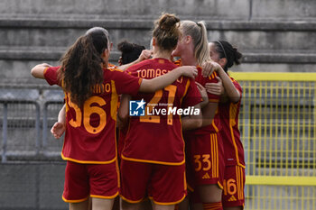 2023-10-18 - A.S. Roma celebrates after scoring 1-3 during the Round 2, second leg of the UEFA Women's Champions League between F.C. Vorskla vs A.S. Roma, 18 October 2023 at the Stadio Tre Fontane in Rome, Italy. - AS ROMA VS FC VORSKLA - UEFA CHAMPIONS LEAGUE WOMEN - SOCCER
