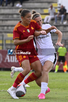 2023-10-18 - Laura Feiersinger of A.S. Roma Women and Olga Osipyan of F.C. Vorskla during the Round 2, second leg of the UEFA Women's Champions League between F.C. Vorskla vs A.S. Roma, 18 October 2023 at the Stadio Tre Fontane in Rome, Italy. - AS ROMA VS FC VORSKLA - UEFA CHAMPIONS LEAGUE WOMEN - SOCCER