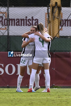 2023-10-18 - Roksolana Kravchuk and Yana Kotyk of F.C. Vorskla celebrates after scoring 1-1 during the Round 2, second leg of the UEFA Women's Champions League between F.C. Vorskla vs A.S. Roma, 18 October 2023 at the Stadio Tre Fontane in Rome, Italy. - AS ROMA VS FC VORSKLA - UEFA CHAMPIONS LEAGUE WOMEN - SOCCER