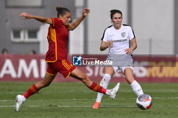 2023-10-18 - Laura Feiersinger of A.S. Roma Women and Anna Petryk of F.C. Vorskla during the Round 2, second leg of the UEFA Women's Champions League between F.C. Vorskla vs A.S. Roma, 18 October 2023 at the Stadio Tre Fontane in Rome, Italy. - AS ROMA VS FC VORSKLA - UEFA CHAMPIONS LEAGUE WOMEN - SOCCER