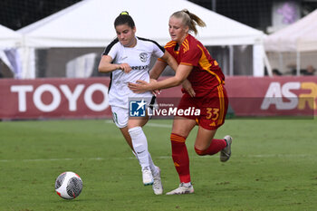 2023-10-18 - Nicole Kozlova of F.C. Vorskla and Zara Kramazar of A.S. Roma Women during the Round 2, second leg of the UEFA Women's Champions League between F.C. Vorskla vs A.S. Roma, 18 October 2023 at the Stadio Tre Fontane in Rome, Italy. - AS ROMA VS FC VORSKLA - UEFA CHAMPIONS LEAGUE WOMEN - SOCCER