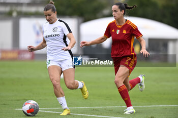 2023-10-18 - Maryna Shaynyuk of F.C. Vorskla and Evelyne Viens of A.S. Roma Women during the Round 2, second leg of the UEFA Women's Champions League between F.C. Vorskla vs A.S. Roma, 18 October 2023 at the Stadio Tre Fontane in Rome, Italy. - AS ROMA VS FC VORSKLA - UEFA CHAMPIONS LEAGUE WOMEN - SOCCER