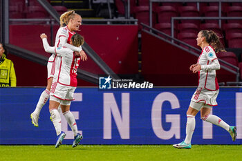 2023-11-15 - Tiny Hoekstra of AFC Ajax celebrates her goal 1-0 during the UEFA Women's Champions League, Group C football match between AFC Ajax and Paris Saint-Germain on November 15, 2023 at the Johan Cruijff ArenA in Amsterdam, Netherlands - FOOTBALL - WOMEN'S CHAMPIONS LEAGUE - AJAX V PARIS SG - UEFA CHAMPIONS LEAGUE WOMEN - SOCCER