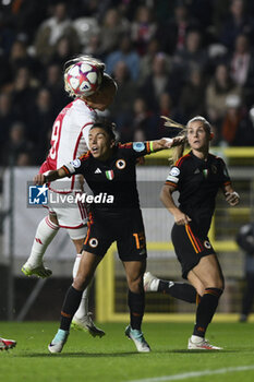 2023-11-23 - Tiny Hoekstra of A.F.C. Ajax and Elisa Bartoli of A.S. Roma Women during the Round 2, day 2 Group C of the UEFA Women's Champions League between F.C. Vorskla vs A.S. Roma, 23 November 2023 at the Stadio Tre Fontane in Rome, Italy. - ROMA WOMEN VS AJAX WOMEN - UEFA CHAMPIONS LEAGUE WOMEN - SOCCER