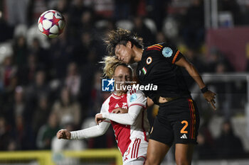 2023-11-23 - Tiny Hoekstra of A.F.C. Ajax and Moeka Minami of A.S. Roma Women during the Round 2, day 2 Group C of the UEFA Women's Champions League between F.C. Vorskla vs A.S. Roma, 23 November 2023 at the Stadio Tre Fontane in Rome, Italy. - ROMA WOMEN VS AJAX WOMEN - UEFA CHAMPIONS LEAGUE WOMEN - SOCCER
