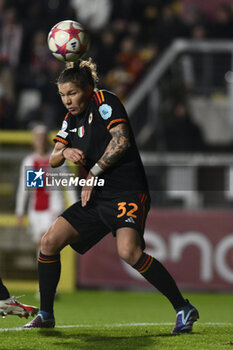 2023-11-23 - Elena Linari of A.S. Roma Women during the Round 2, day 2 Group C of the UEFA Women's Champions League between F.C. Vorskla vs A.S. Roma, 23 November 2023 at the Stadio Tre Fontane in Rome, Italy. - ROMA WOMEN VS AJAX WOMEN - UEFA CHAMPIONS LEAGUE WOMEN - SOCCER
