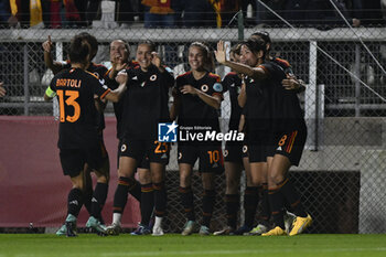2023-11-23 - Manuela Giugliano of A.S. Roma Women celebrates after scoring 3-0 during the Round 2, day 2 Group C of the UEFA Women's Champions League between F.C. Vorskla vs A.S. Roma, 23 November 2023 at the Stadio Tre Fontane in Rome, Italy. - ROMA WOMEN VS AJAX WOMEN - UEFA CHAMPIONS LEAGUE WOMEN - SOCCER