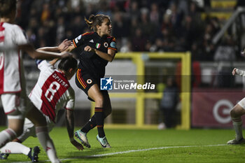2023-11-23 - Manuela Giugliano of A.S. Roma Women score 3-0 during the Round 2, day 2 Group C of the UEFA Women's Champions League between F.C. Vorskla vs A.S. Roma, 23 November 2023 at the Stadio Tre Fontane in Rome, Italy. - ROMA WOMEN VS AJAX WOMEN - UEFA CHAMPIONS LEAGUE WOMEN - SOCCER